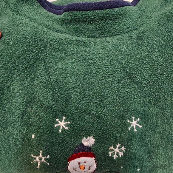 Christmas Holiday Joy Winter Warm Plush Soft Green Blue Snowman Print Sweater L - Picture 11 of 11